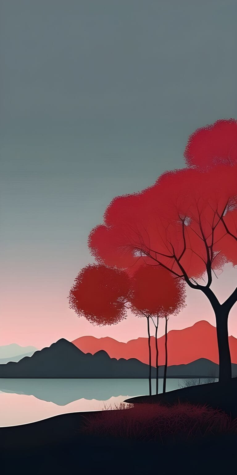 Beautiful Tree Minimalistic Phone Wallpaper