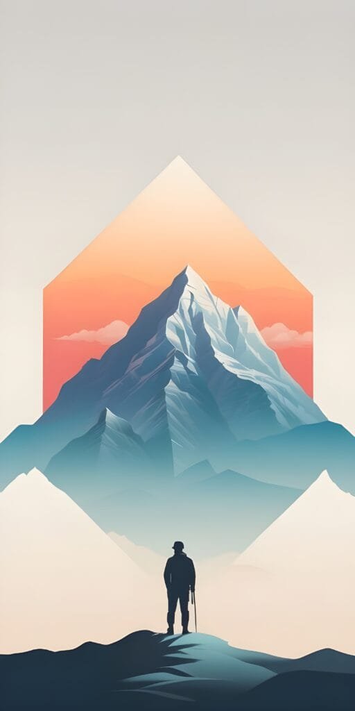 Cool Mountain Minimalistic Phone Wallpaper White