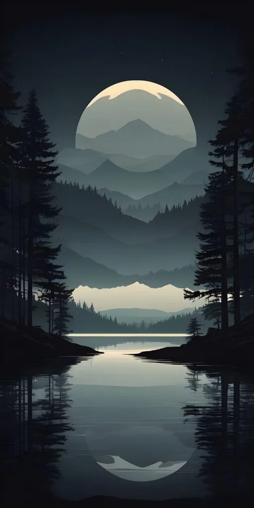 Minimalist Night Phone Wallpaper Moon, Black