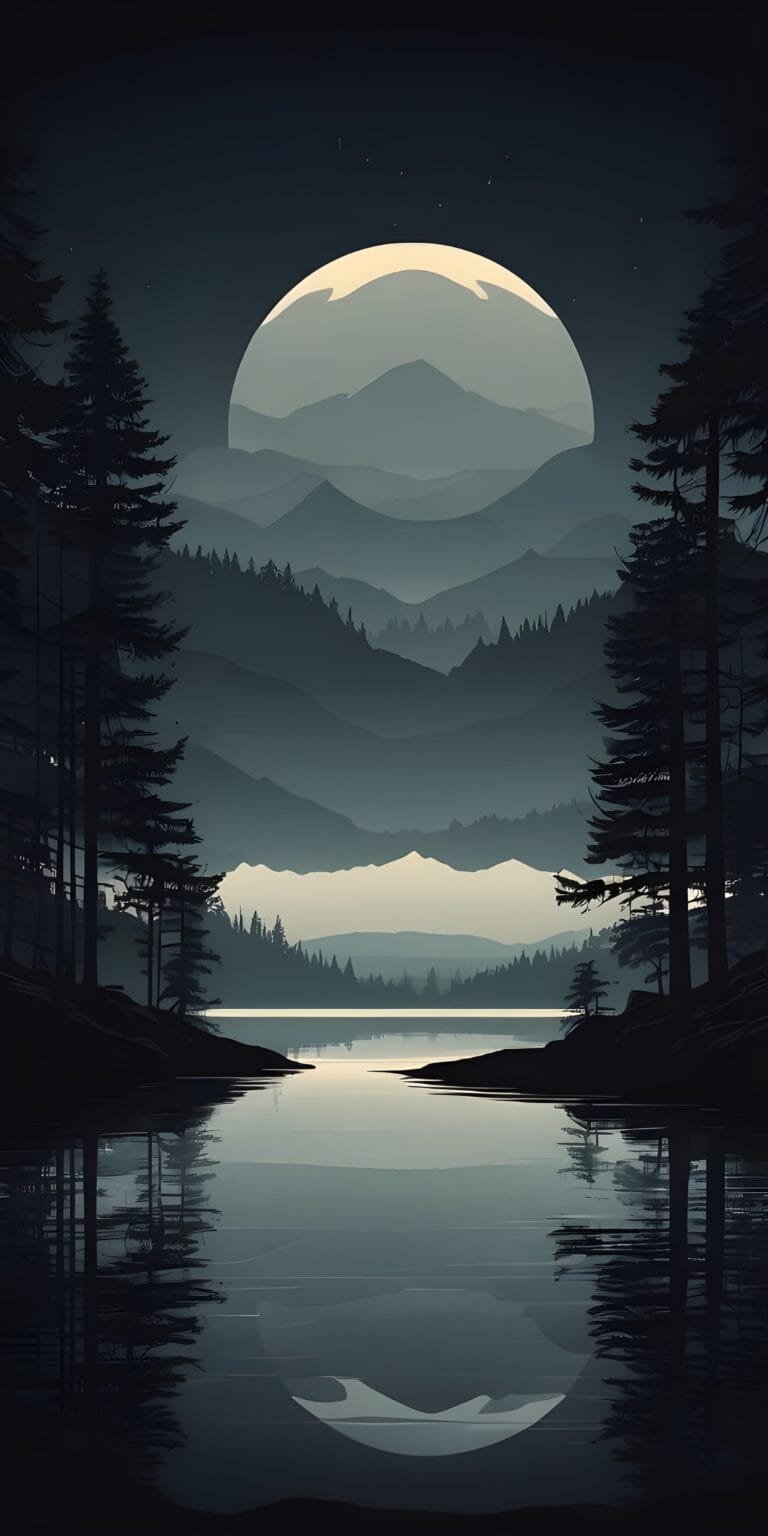 Minimalist Night Phone Wallpaper Moon, Black