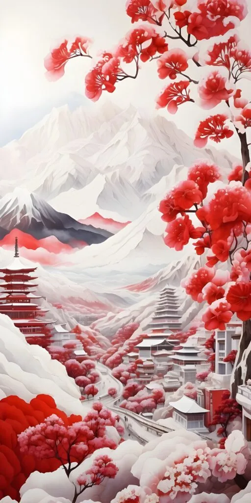 Red Japanese Style Phone Wallpaper