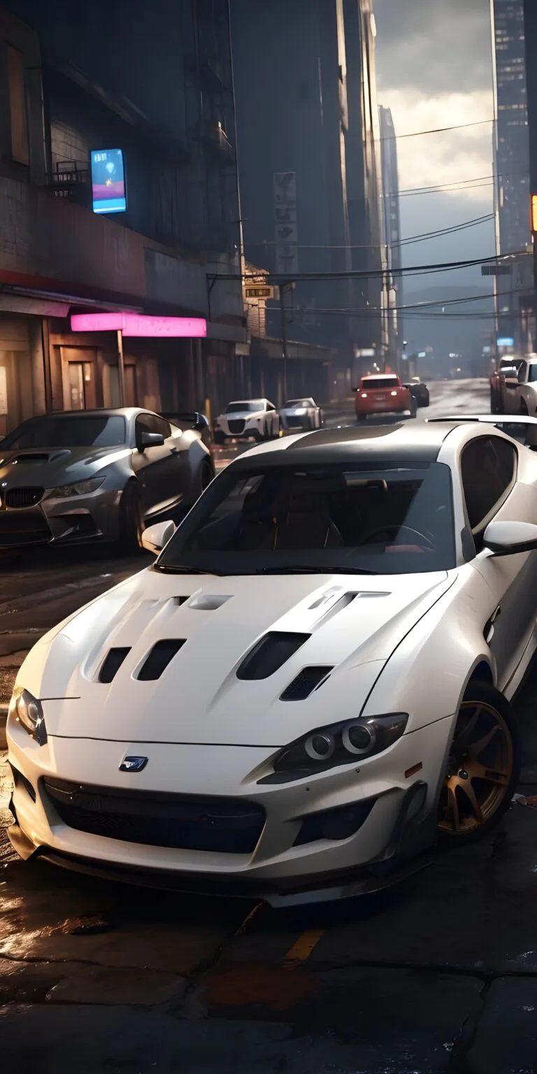 White Sports Car Phone Wallpaper