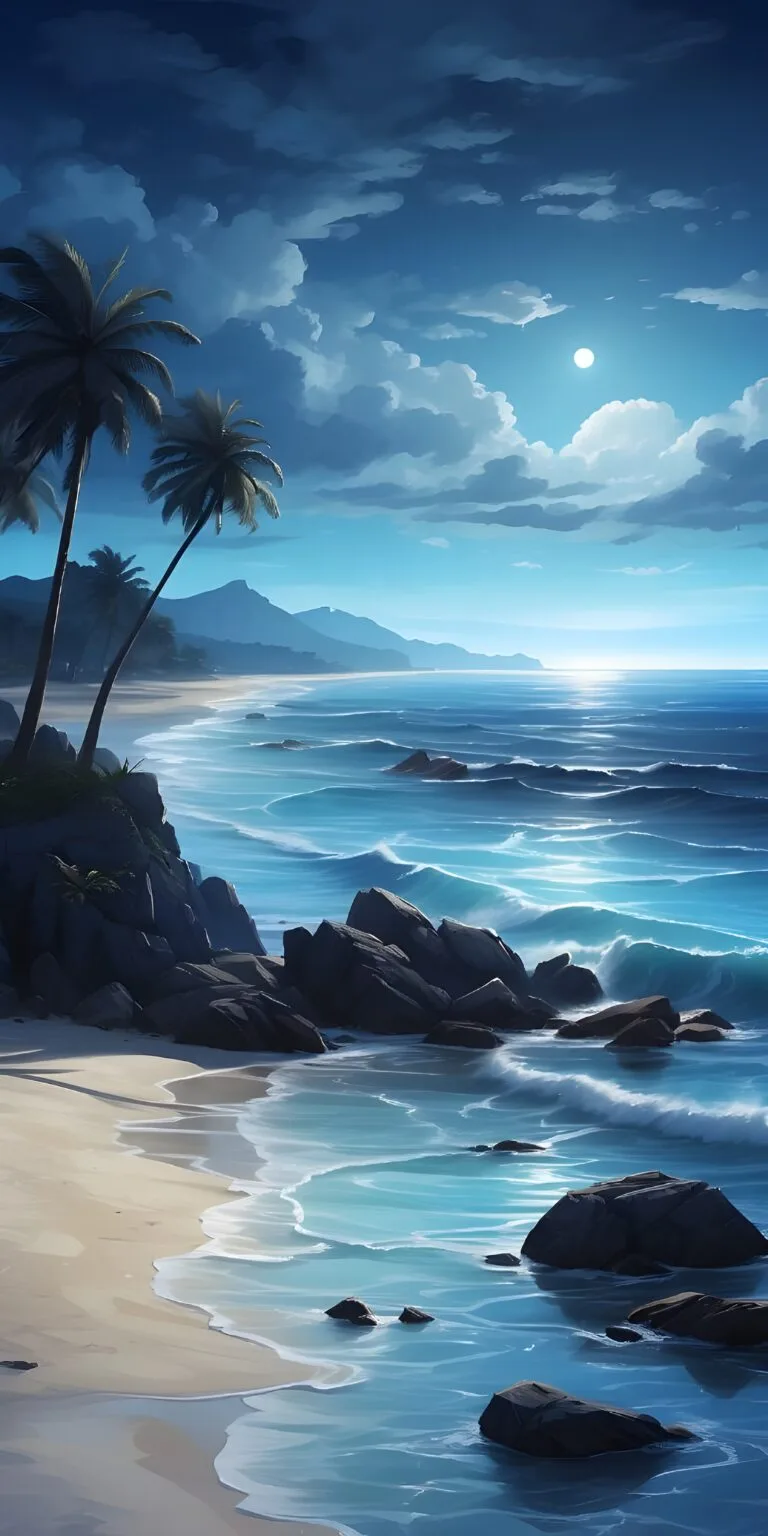 Evening Beachside Phone Wallpaper, Blue