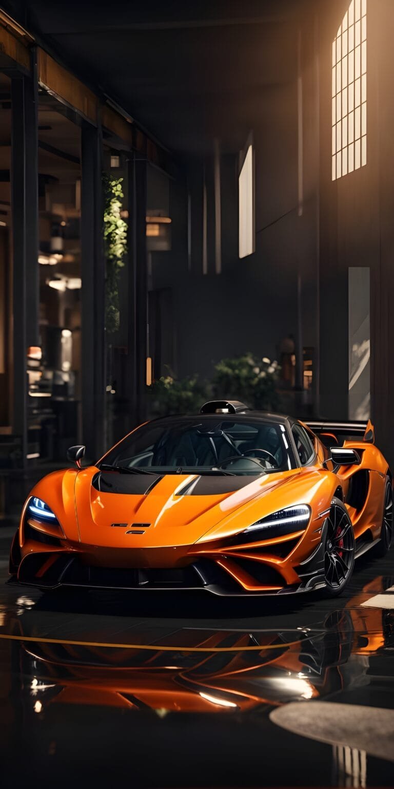 Orange Car Phone Wallpaper