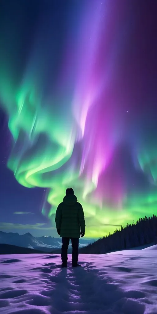 Winter Wallpaper with Aurora