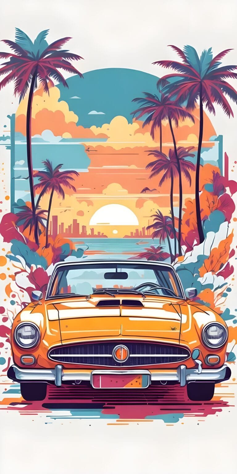 Orange Minimalist Car Wallpaper Background