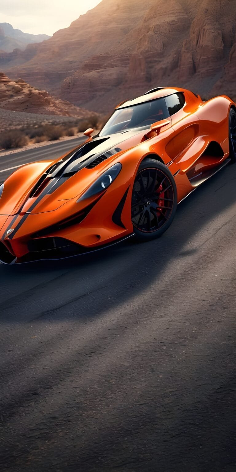 Orange Supercar Wallpaper HD Background