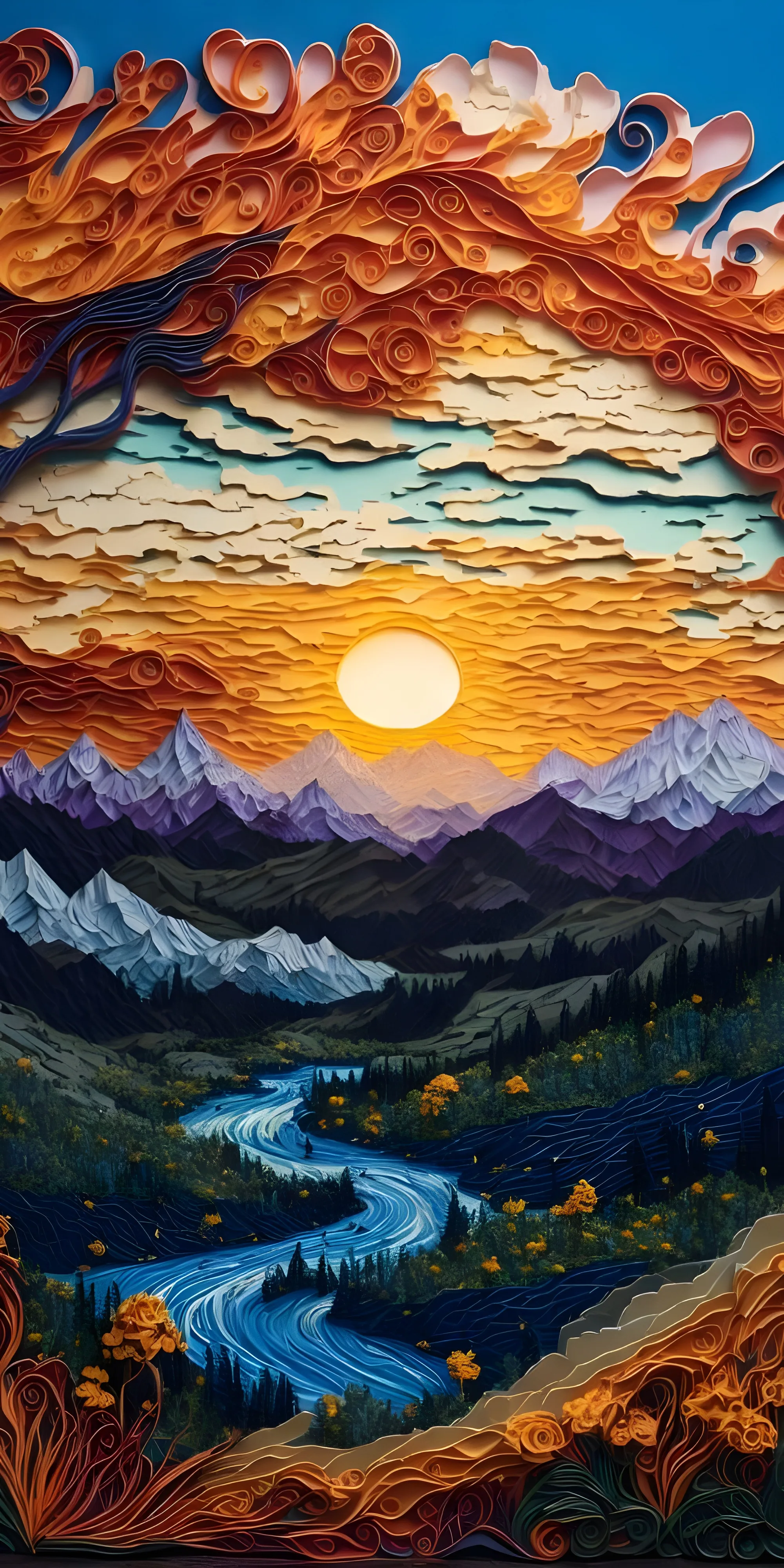 Origami Wallpaper for Phone, Colorful, Nature, Paperstyle, Art