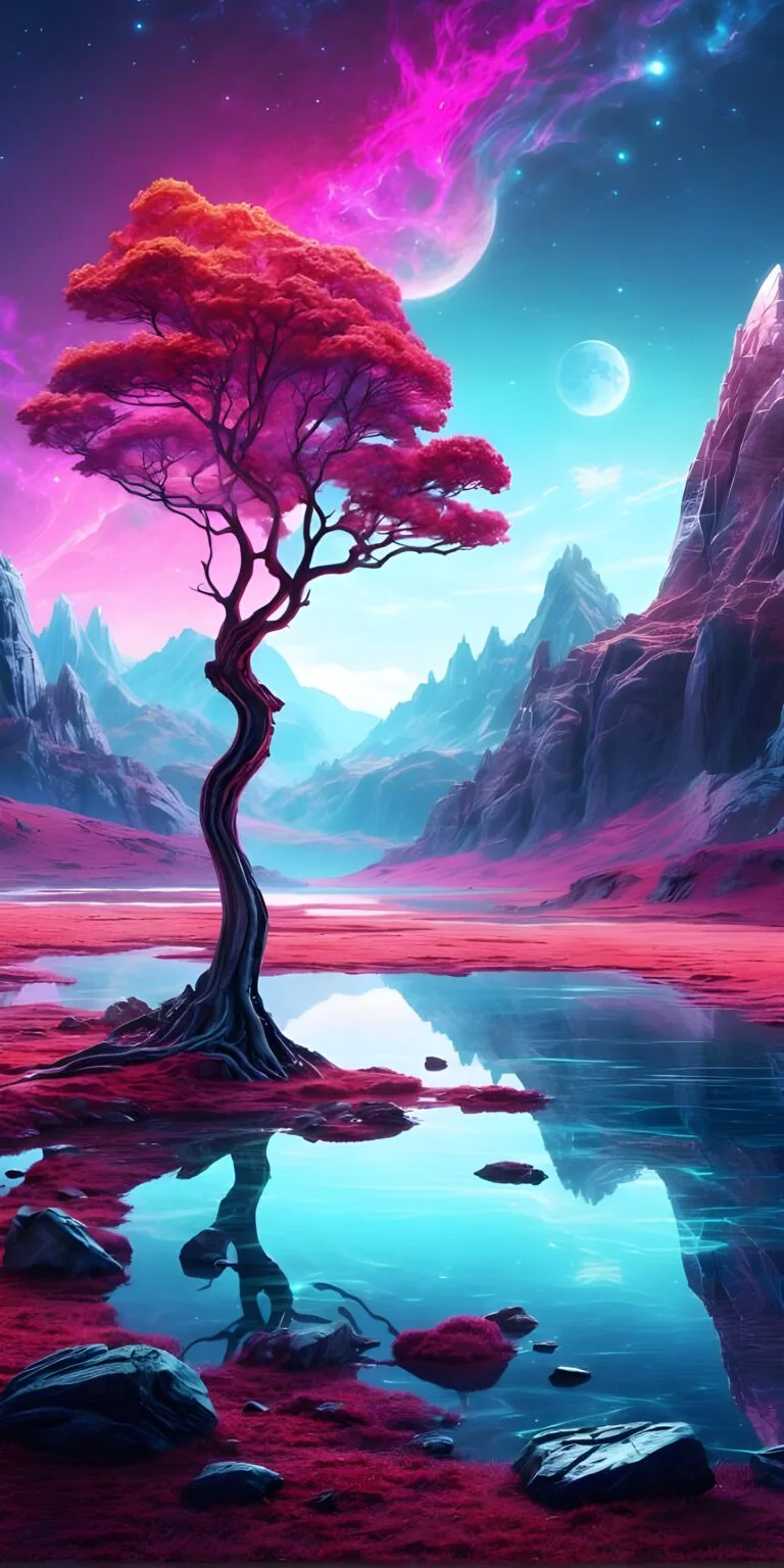 Vibrant Red Tree Wallpaper, Nature