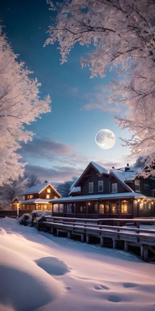 Winter Ice Moon Phone Wallpaper