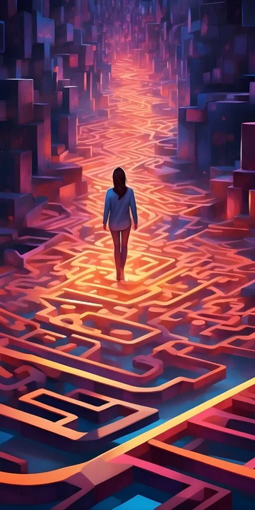 3D Abstract Geometric Phone Wallpaper, Girl