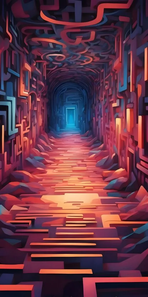 3D Abstract Geometric Phone Wallpaper, Neon