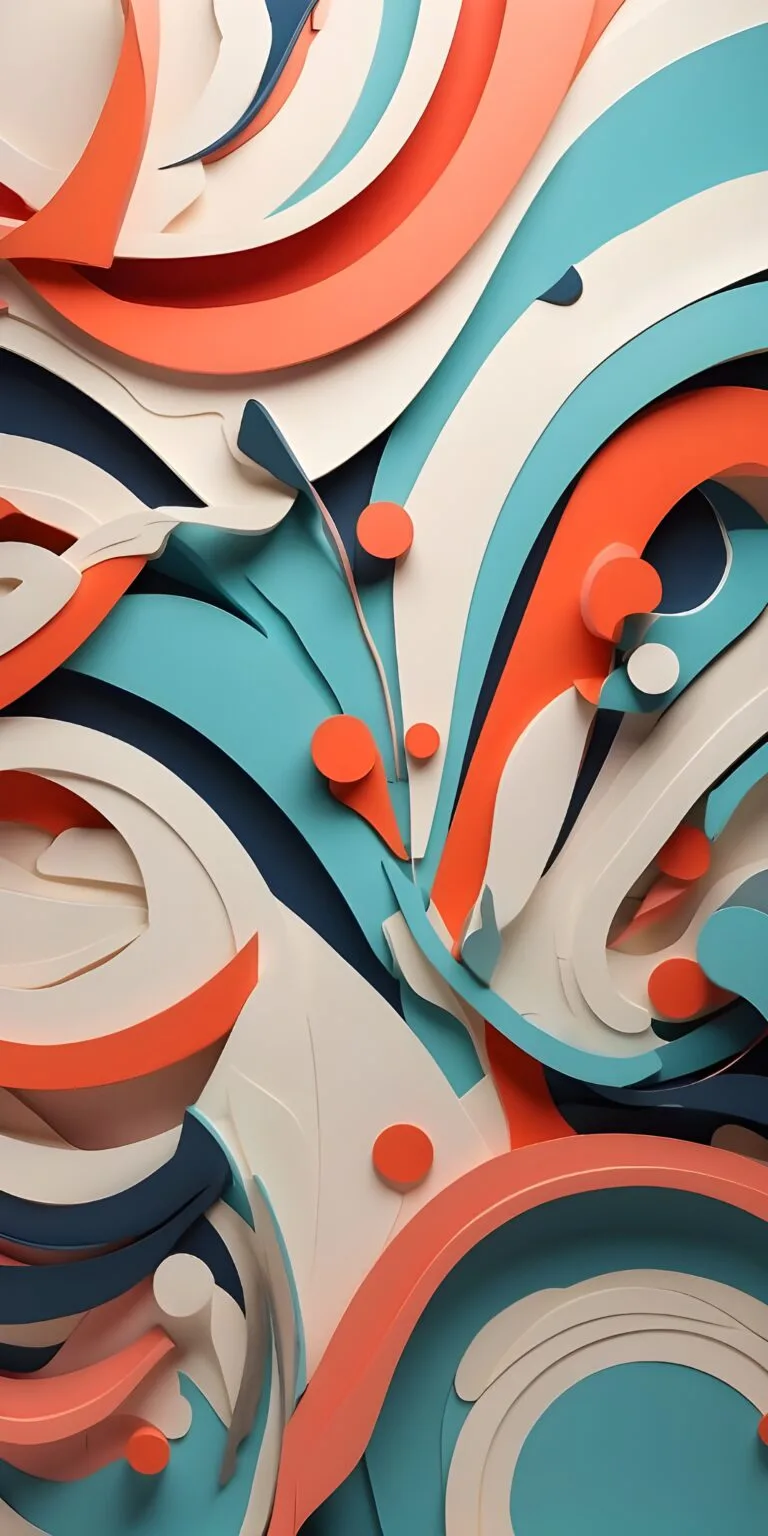 Abstract Paint Phone Wallpaper, Orange, White, Blue