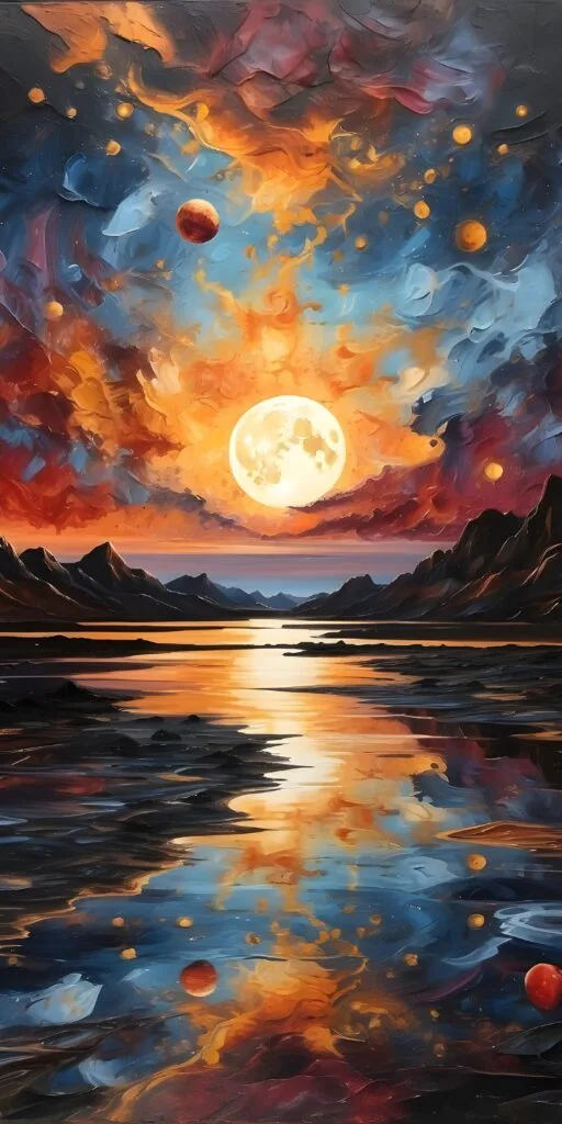 Abstract Paint Phone Wallpaper, Sun, Oil Paint